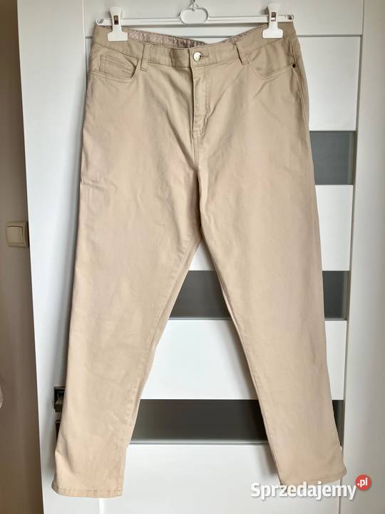 Nowe beżowe spodnie rurki FF L XL skinny jeans Nisko