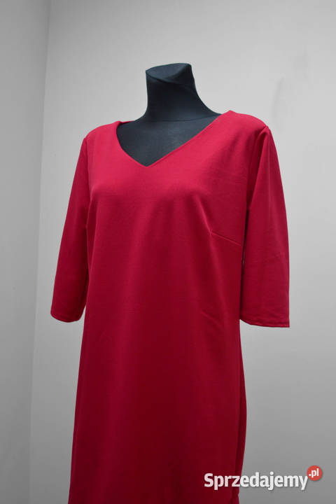 magenta różowa prosta sukienka midi XL 42 na Rozmiar 42(XL) Warszawa