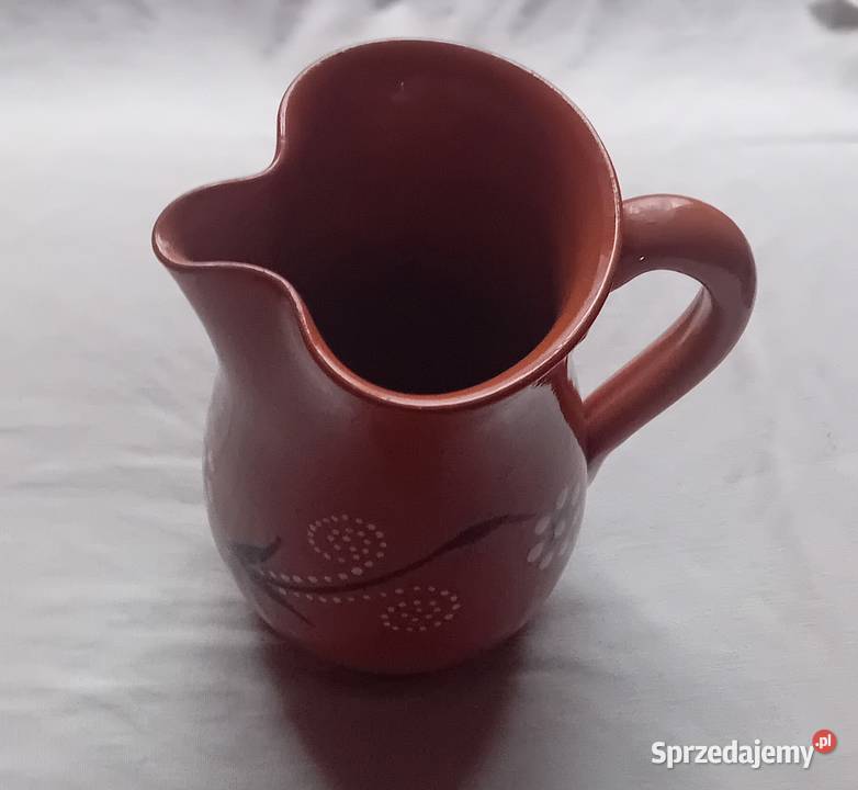 Ceramiczny ręcznie malowany dzbanek datowany wielkopolskie Koźminek