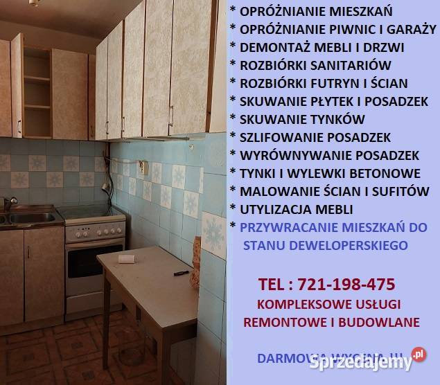 OPRÓŻNIANIE MIESZKAŃ PIWNIC DOMÓW PRZYGOTOWANIE Warszawa usługi budowlane