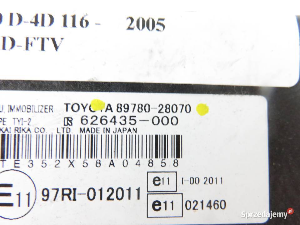 MODUŁ IMMO TOYOTA PREVIA II 8978028070 626435000 małopolskie