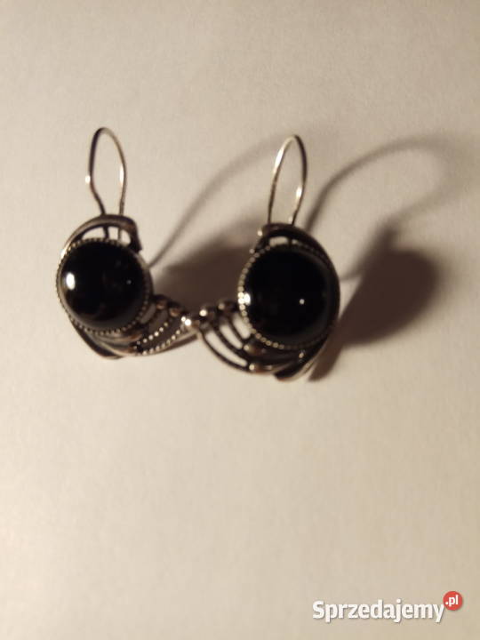 Kolczyki z czarnymi onyksami srebro Pszczyna