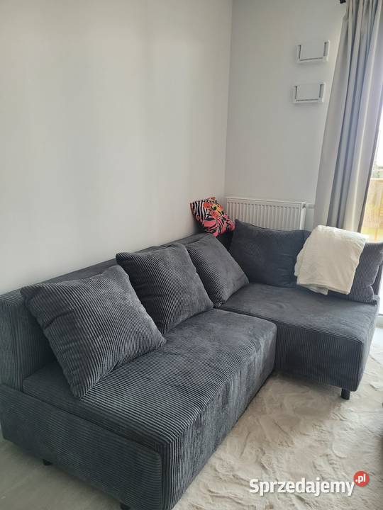 Narożnik sztruksowy szary prawy mazowieckie