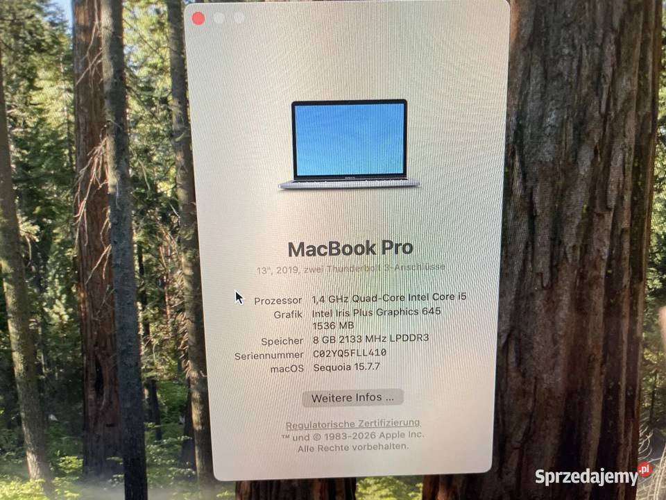 Apple Macbook Pro Retina A2159 133 cala Lublin sprzedam
