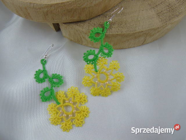 Kolczyki frywolitkowe różne wzory i kolory Wiśniowa