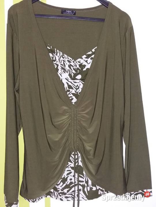 L46 Nienoszona bluzka z wstawką zgniła zieleń długi śląskie Gliwice
