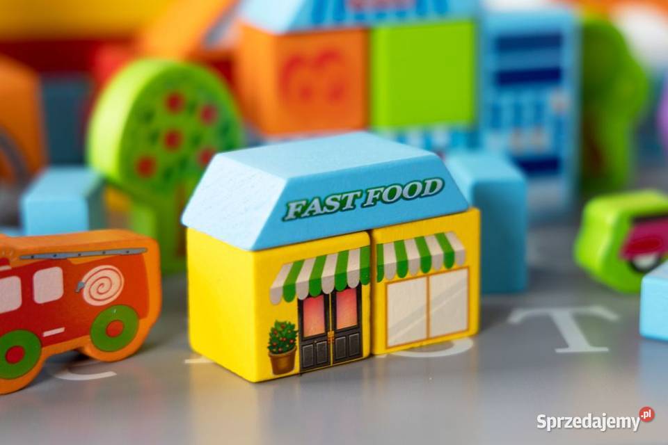 Drewniane klocki edukacyjne miasto 100 sorter Klocki Bielsk Podlaski
