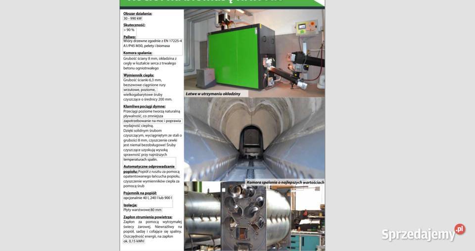 Piec na trociny zrębki wióry MDF HDF biomasa lubuskie Kożuchów sprzedam