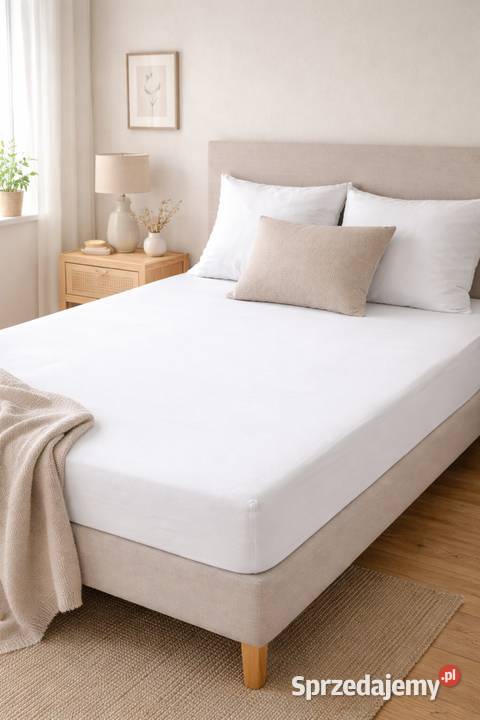 Prześcieradło 160x200 king size białe z gumką biały Brodnica