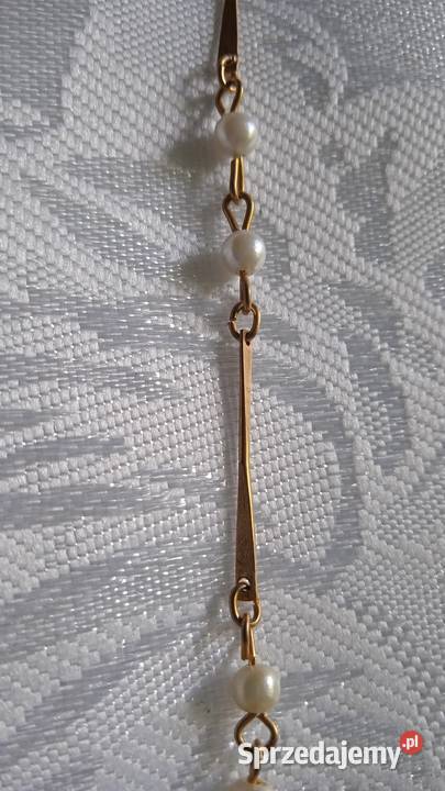 PIĘKNY ZŁOCONY NASZYJNIK Z PEREŁKAMI pozłacane Naszyjniki Piła