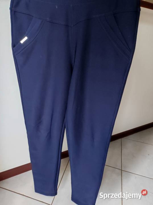 eleganckie luksusowe spodnie wizytowe cygaretki niebieski Kielce