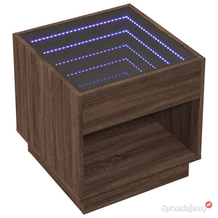 Stolik nocny z LED Infinity brązowy dąb 50x50x50 Warszawa