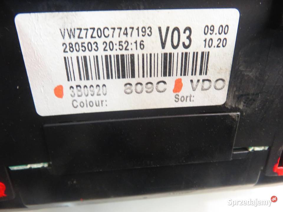 LICZNIK VW PASSAT B5 19 TDI 3B0920809C