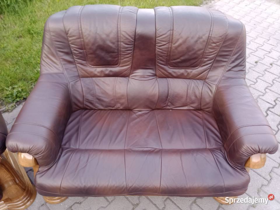 Komplet Wypoczynkowy BROWN 321 i Ława Dąb skóra śląskie Kozy