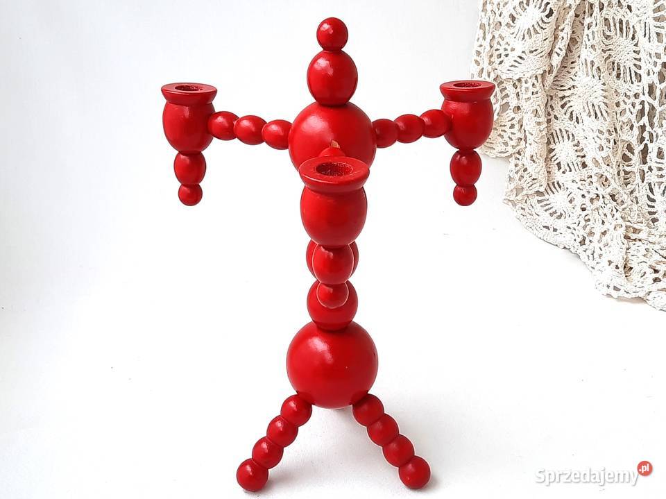 Stary drewniany świecznik Świecznik Świąteczny Łódź