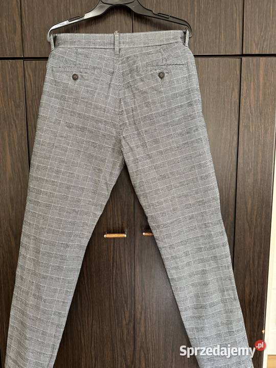 Spodnie męski 3232 Carry w kratkę szarobiałe Częstochowa sprzedam