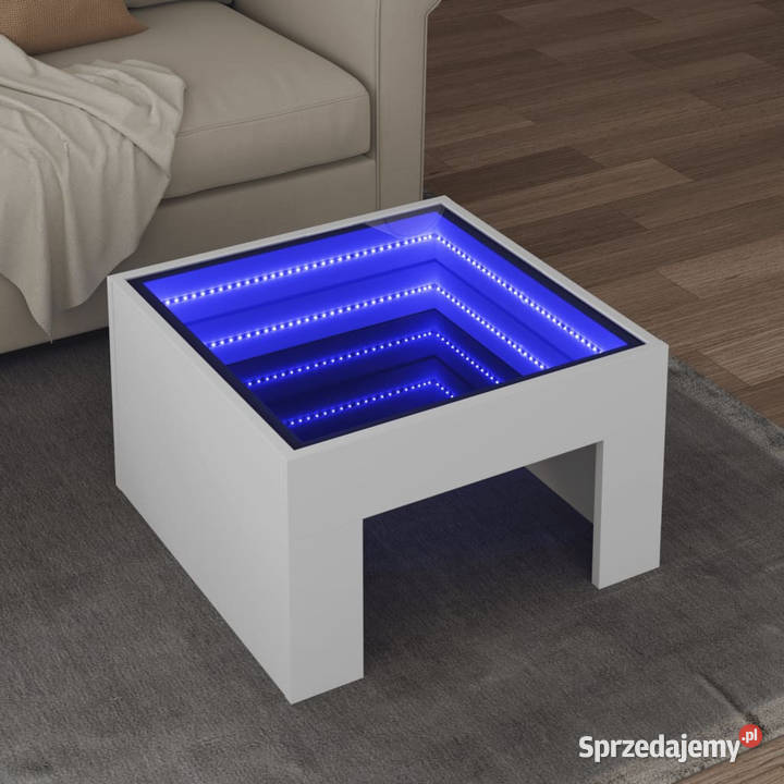 Stolik kawowy z LED Infinity biały 50x50x30 Warszawa