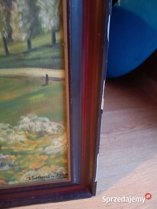 Obraz olejny z pieczątka Zabrze