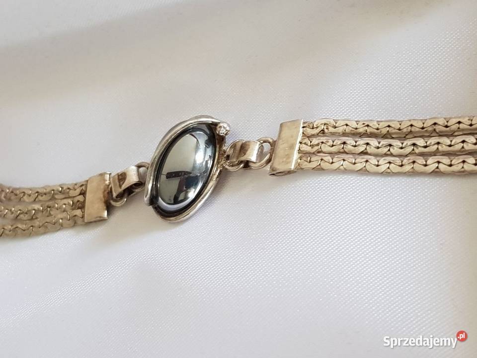 Srebrna bransoletka z hematytem kamień srebrne Kielce