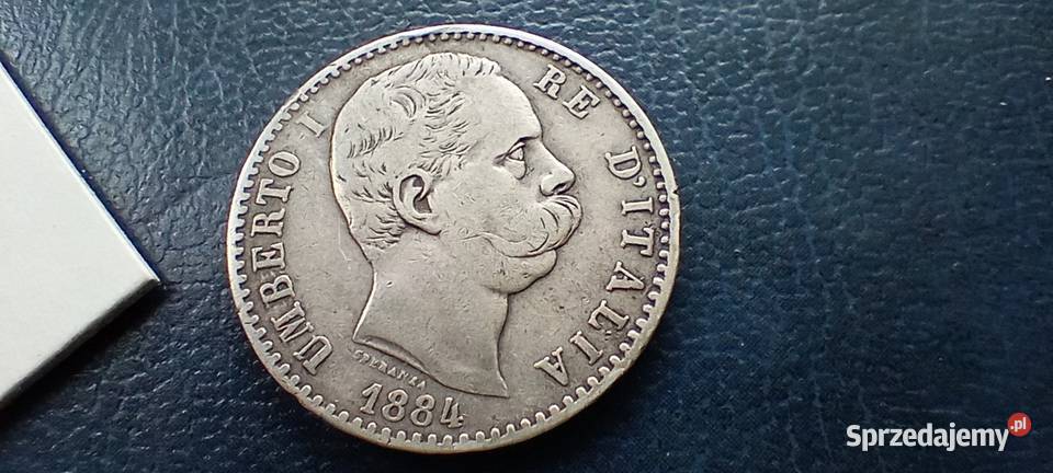 Stare monety 2 lir 1884 Włochy srebro Lesko