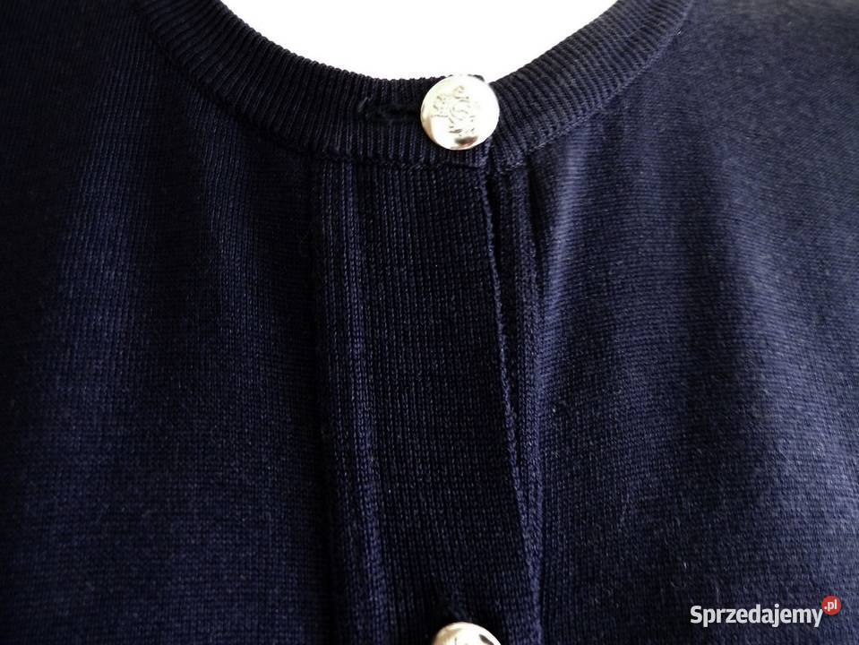 Sweter Kardigan Wełniany 100 Wełna Granatowy Odzież damska podlaskie