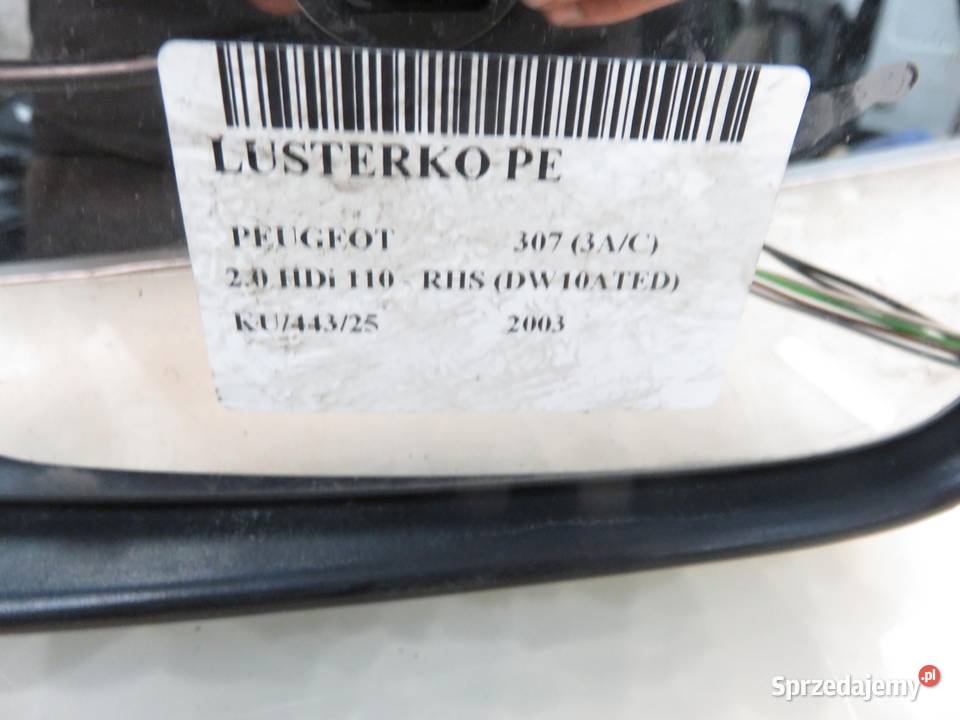 LUSTERKO PRAWE PEUGEOT 307 sprzedam