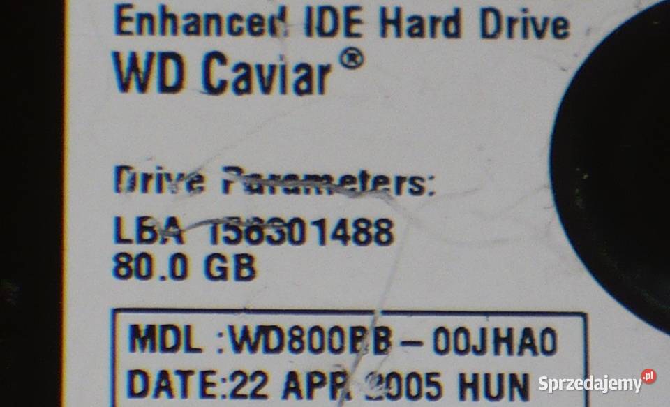 Dysk HDD 35 WD Caviar WD800BB00JHA0 ATAIDE 80GB