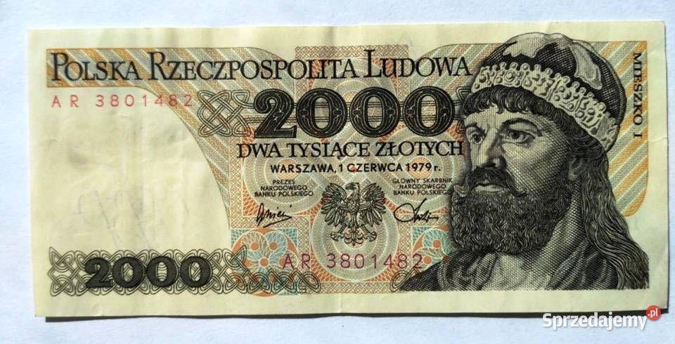 Banknot 2 000 z 1979 seria AR stan Rzeszów