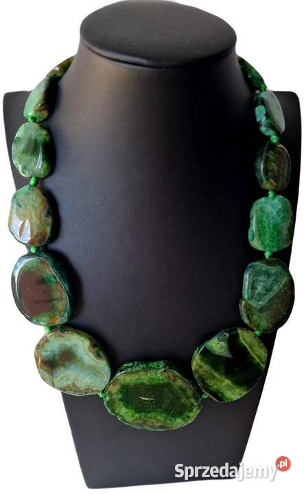 AGAT SZMARAGDOWY PLASTRY NASZYJNIK ETNICZNE śląskie Częstochowa