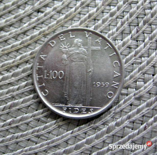 Watykan 100 Lirów 1959r Papież Jan XXIII Ładna