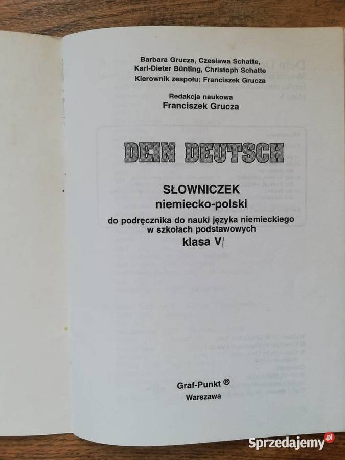 Dein Deutsch F Grucza Słowniczek niemieckopolski do szkoły podstawowej Kraków sprzedam