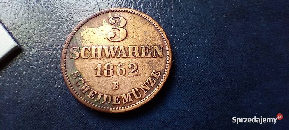 Stare monety 3 szwareny 1862 Niemcy Lesko