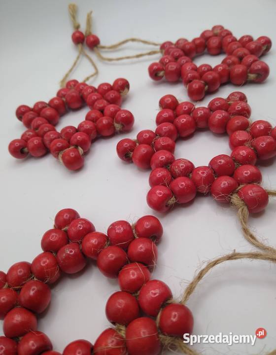 Zestaw 5 drewnianych koralikowych gwiazdek pomorskie Gdańsk