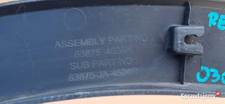 RENAULT ARKANA LISTWA NAKŁADKA BŁOTNIKA LEWY Bieleń