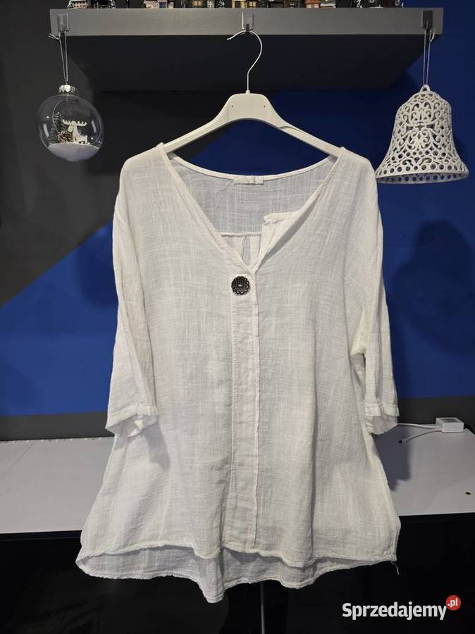 Włoska bluzka lnianobawełniana UNI do 2XL Bluzki i koszule Bytom sprzedam