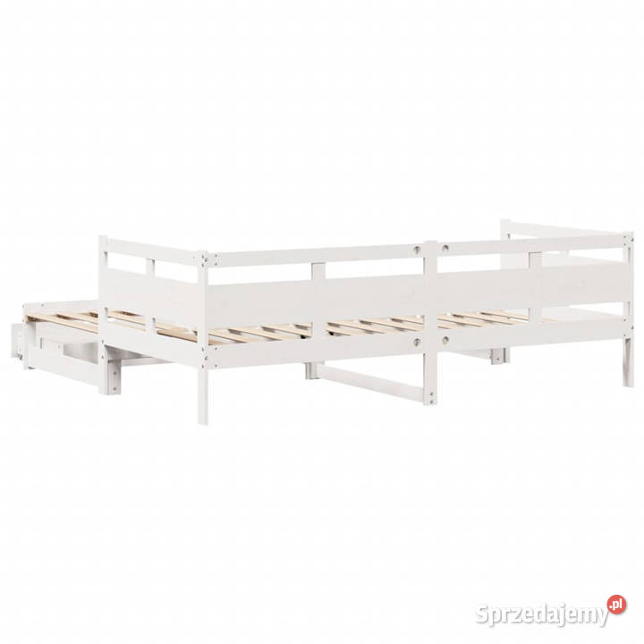 Sofa rozsuwana z szufladami bez materaca białe 164cm Warszawa