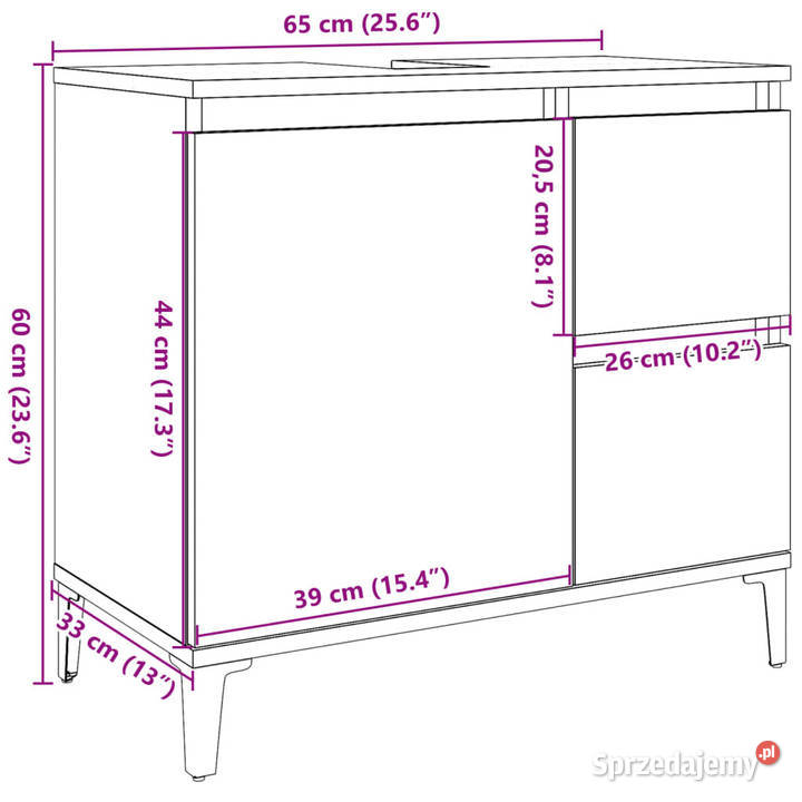 Szafka pod umywalkę stare drewno 65x33x60 mazowieckie Warszawa