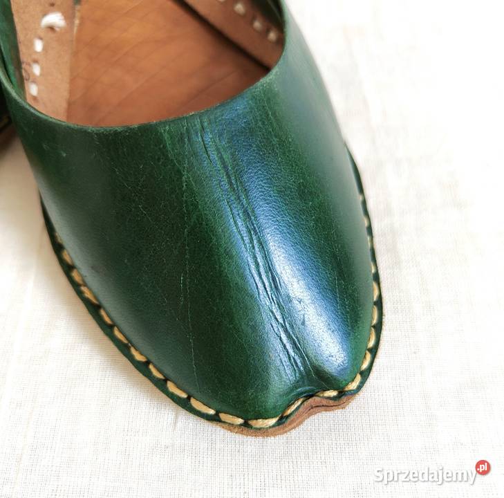 Zielone skórzane buty balerinki 37 skóra orient Szczecin