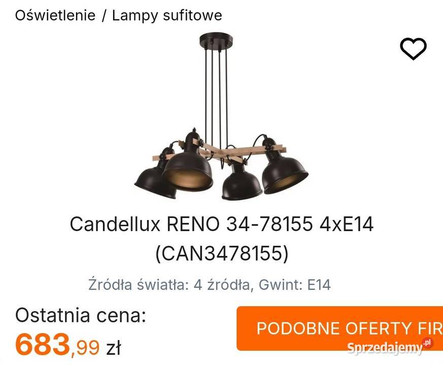 Lampa wisząca Reno Candellux Brodnica