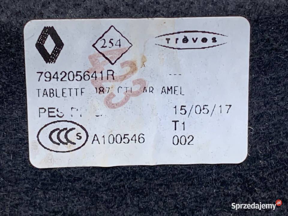 PÓŁKA TYŁ RENAULT CAPTUR I 794205641R Crossover sprzedam