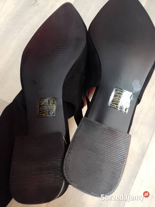 40 Czarne niskie czółenka baleriny wieczorowe z czarny Czółenka Kraków
