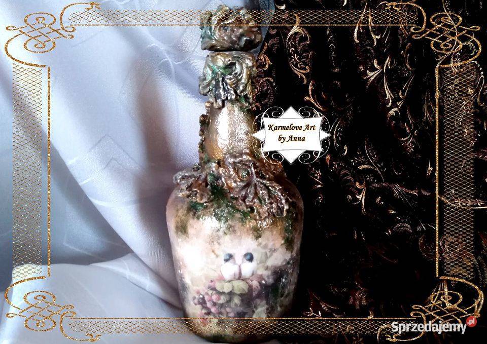Butelka ozdobna na prezent rękodzieło decoupage Warszawa