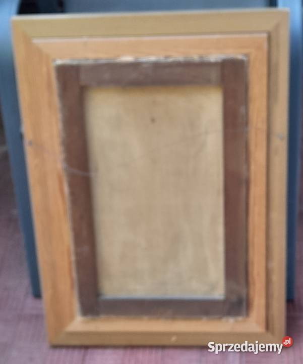 1895 AFH Pejzaż z brzozami złota rama cenny mazowieckie Iłża