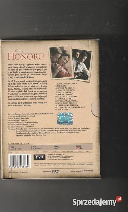 CZAS HONORU sezon 2 serial TVP BOX 4 DVD Pruszków