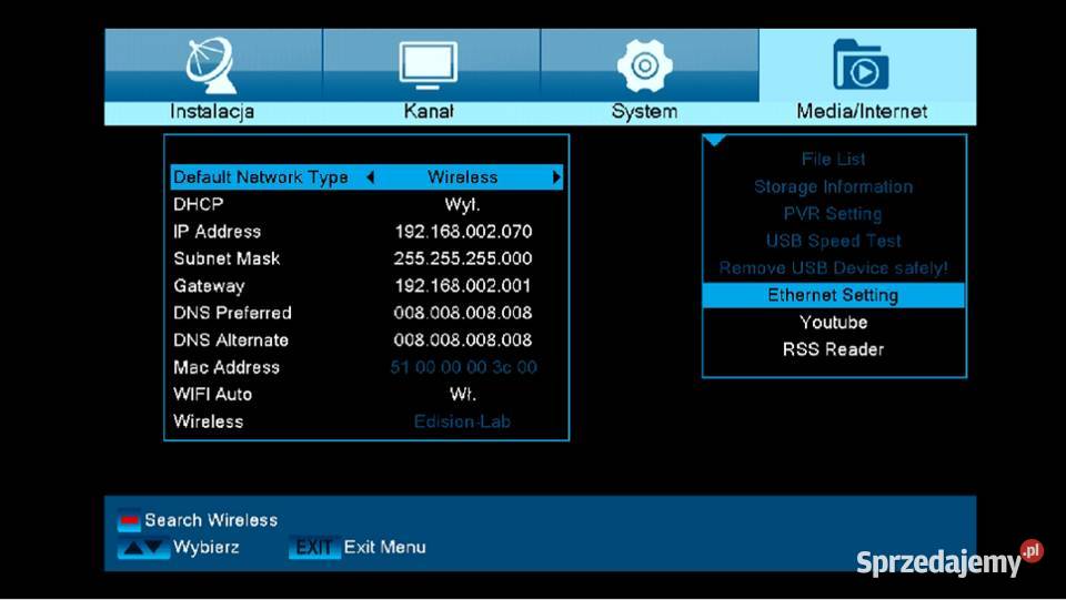 Dekoder Tuner EDISON picco T265 DVBT2 H265HEVC Bytom