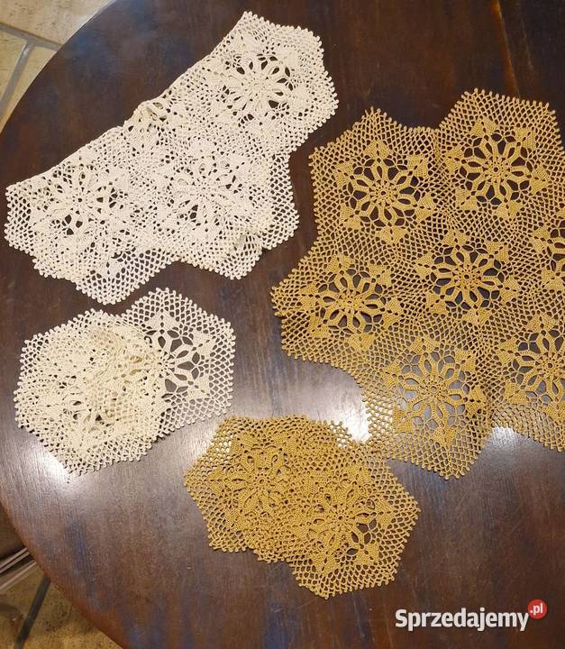 SERWETKI komplet 5 1 4koronka ręcznie wykonane Serwety i serwetki Lublin