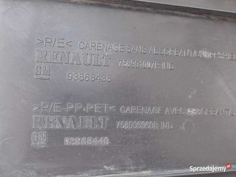 RENAULT TRAFIC III IV VIVARO B OSŁONA POD SILNIK Bieleń
