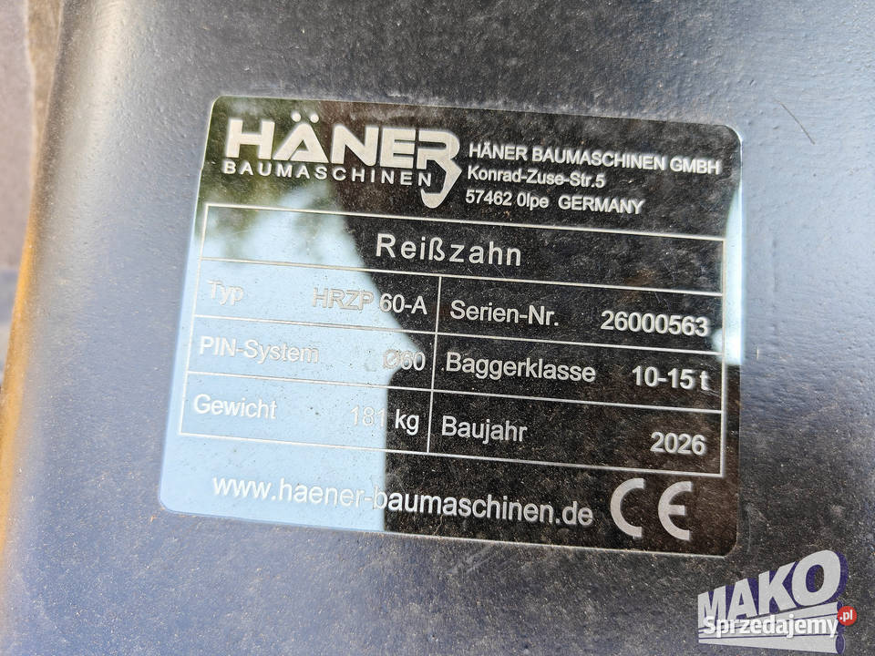 Nowy zrywak do koparki Haner HRZP 60A Miller fi Ostrowiec Świętokrzyski