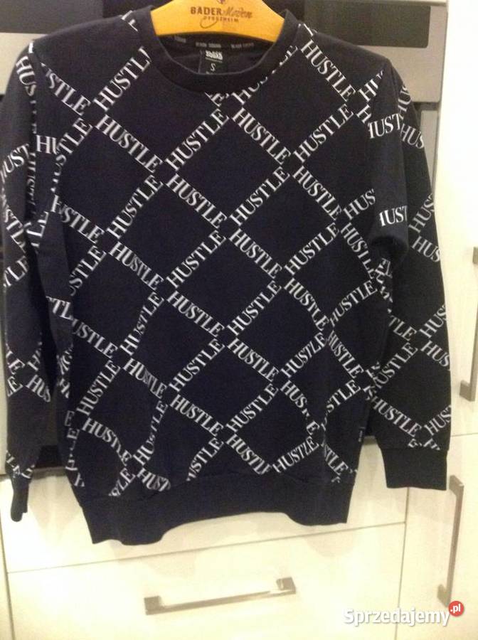 Bluza Czarna Męska BLACK SQUAD S Białe Napisy Odzież i bielizna męska Nowa Sól