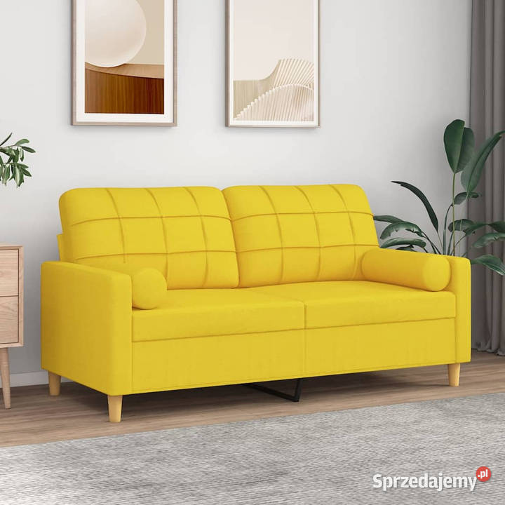2osobowa sofa z poduszkami jasnożółta 140 Warszawa sprzedam